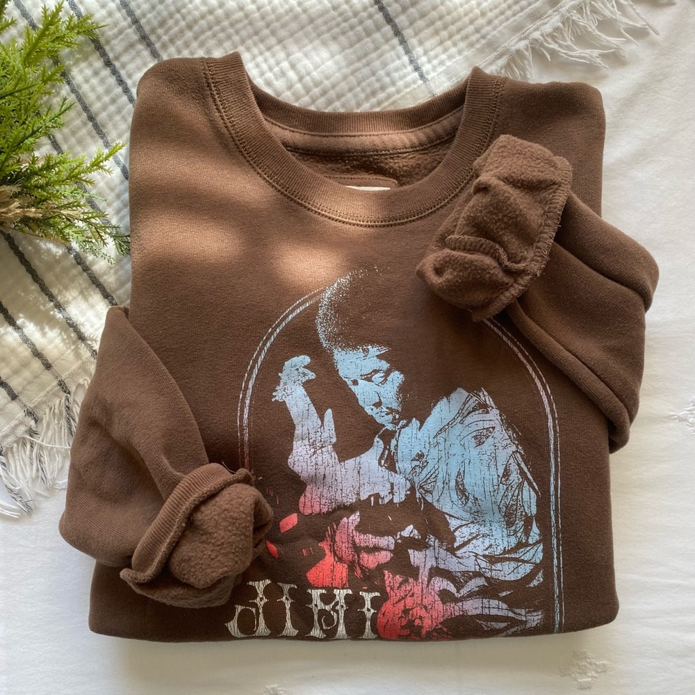 Abercrombie Kids Jimi Hendrix Graphic Brown Sweatshirt Sweater